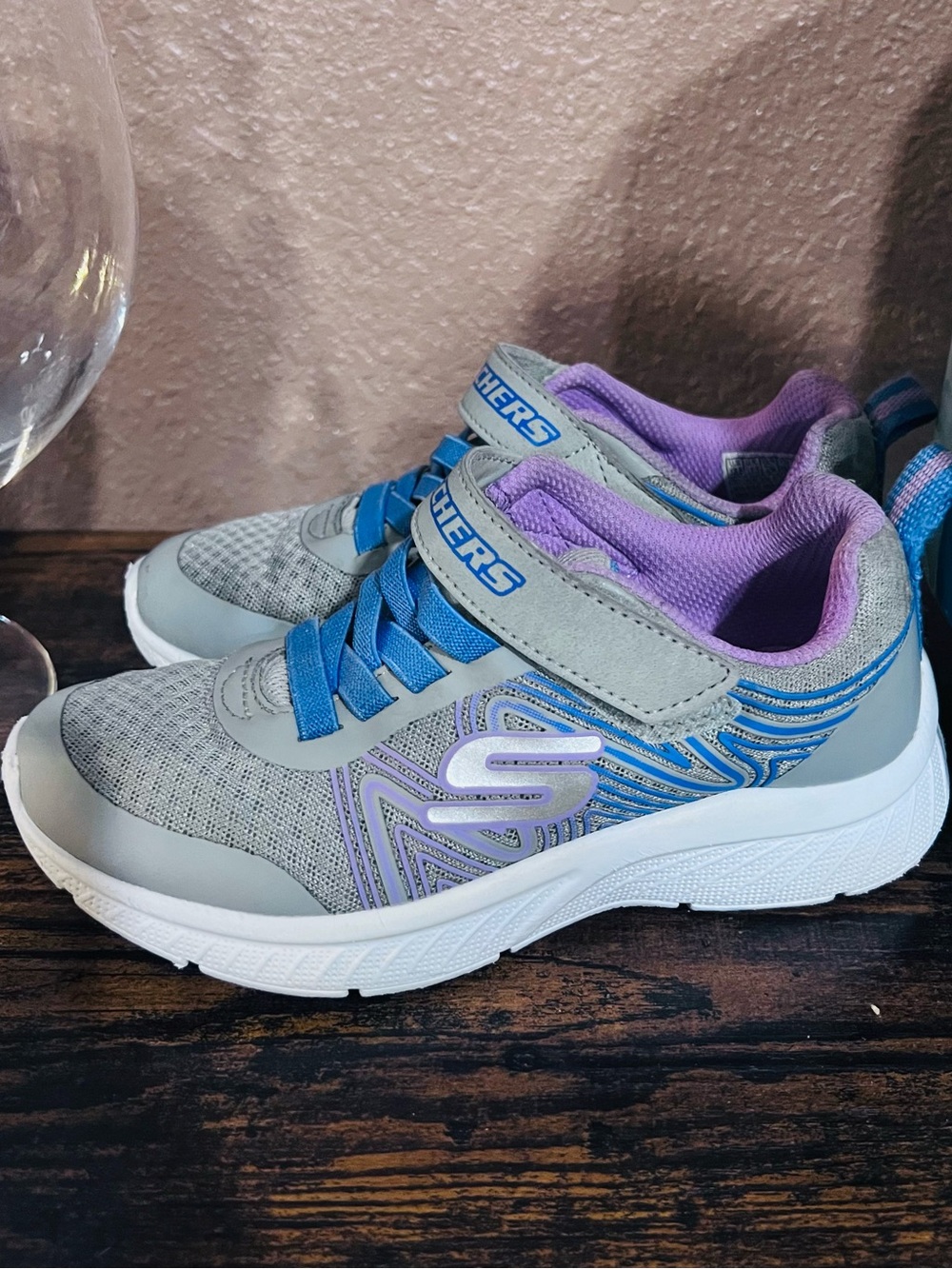 Skechers Kids Gray, Purple & Blue Athletic Sneakers